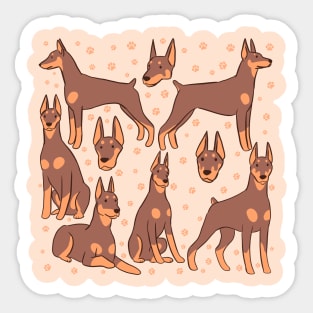 Doberman illustration red and tan Sticker